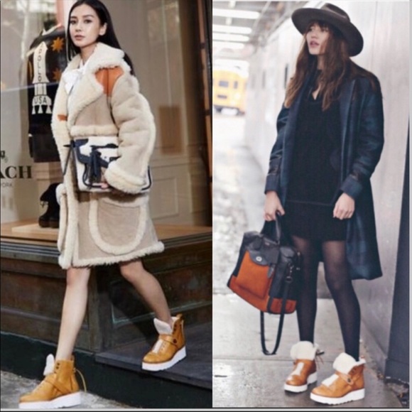 Coach Urban Hiker Shearling Suede 8.5 Saddle Tan - Picture 3 of 16